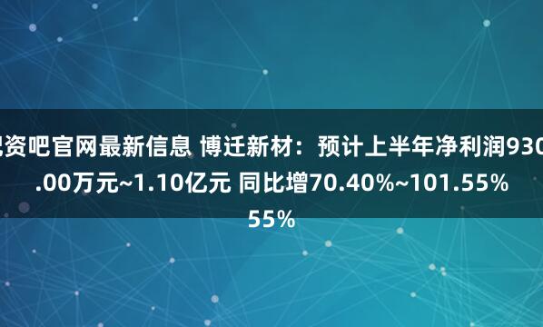 配资吧官网最新信息 博迁新材：预计上半年净利润9300.00万元~1.10亿元 同比增70.40%~101.55%